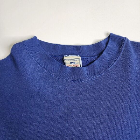Vintage Lee Heavyweight Sweatshirt Navy Blue Blank Crewneck Size XL - Picture 3 of 7